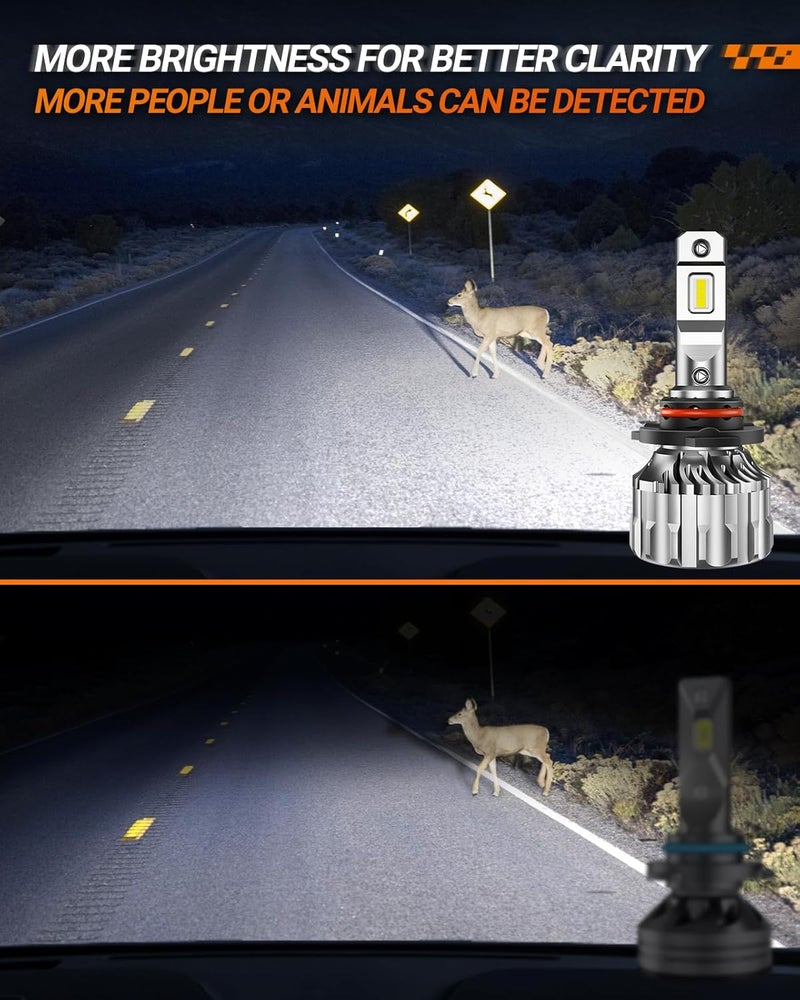 SEALIGHT مجموعة مصابيح 9005/HB3 9006/HB4، 92000 لومن، أبيض ساطع 6500K، مصابيح 9005 9006 مع مروحة تبريد، ضوء ضبابي S6 HB3 HB4 لرؤية أوسع، سهلة التركيب، عبوة من 4 - Image 2